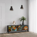 GEODE GLIMMER 3-dörrars TV-bänk i svart finish