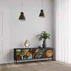 GEODE GLIMMER 3-dörrars TV-bänk i svart finish