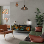 GEODE GLIMMER 3-dörrars TV-bänk i svart finish