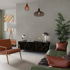 BRIGHT MESH 3-dörrars TV-bänk i svart finish