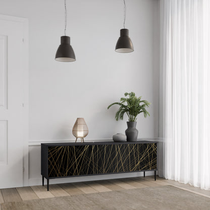 BRIGHT MESH 3-dörrars TV-bänk i svart finish