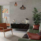 BRIGHT MESH 3-dörrars TV-bänk i svart finish