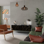 BRIGHT MESH 3-dörrars TV-bänk i svart finish