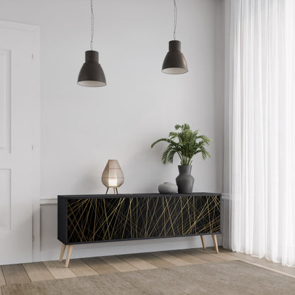 BRIGHT MESH 3-dörrars TV-bänk i svart finish