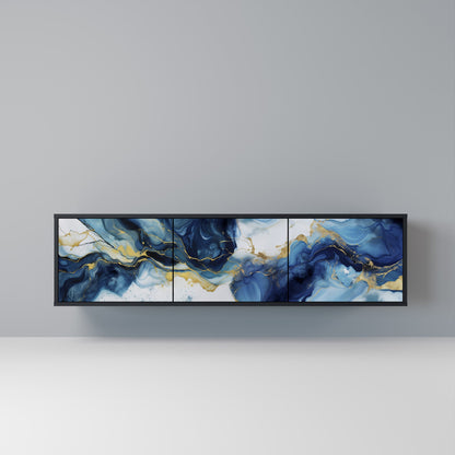 INKY MARBLE 3-dörrars TV-bänk i svart finish