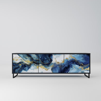INKY MARBLE 3-dörrars TV-bänk i svart finish