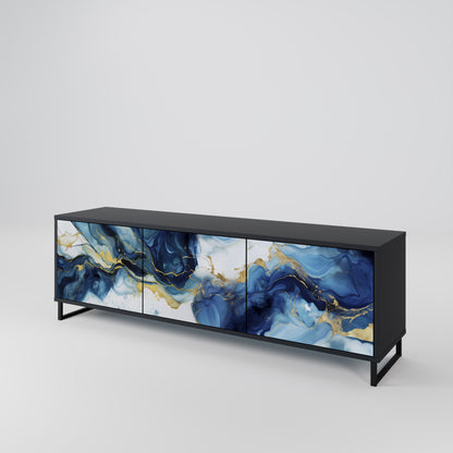 INKY MARBLE 3-dörrars TV-bänk i svart finish