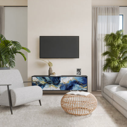 INKY MARBLE 3-dörrars TV-bänk i svart finish