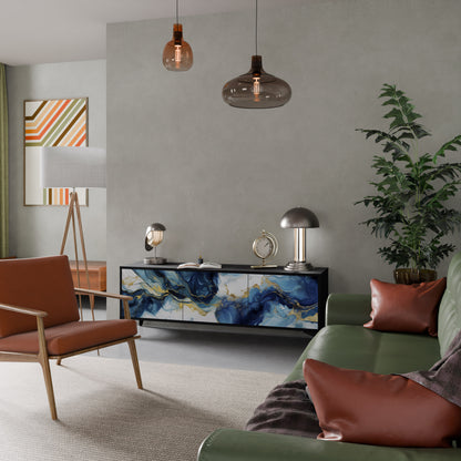 INKY MARBLE 3-dörrars TV-bänk i svart finish