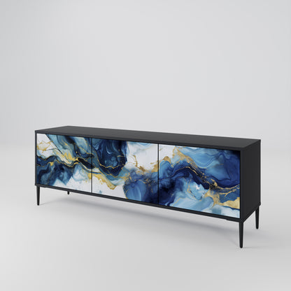 INKY MARBLE 3-dörrars TV-bänk i svart finish