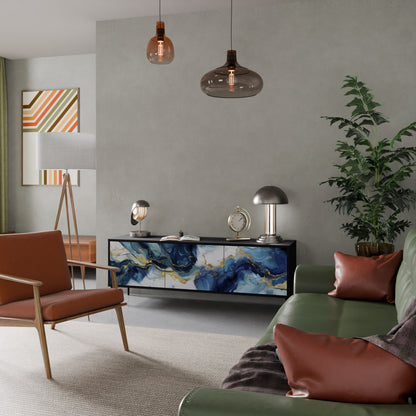 INKY MARBLE 3-dörrars TV-bänk i svart finish