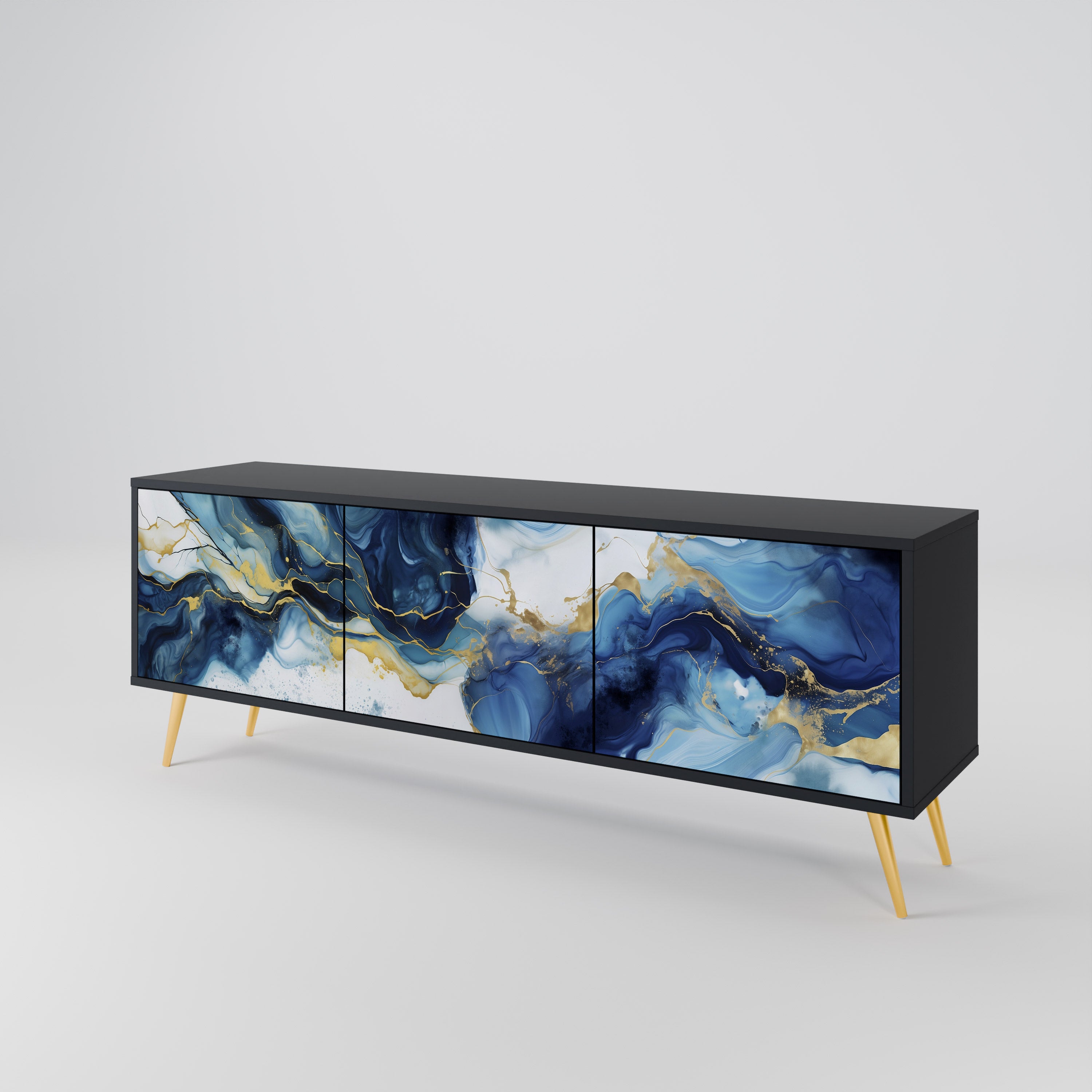 INKY MARBLE 3-Door TV Cabinet