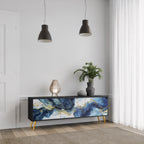 INKY MARBLE 3-dörrars TV-bänk i svart finish