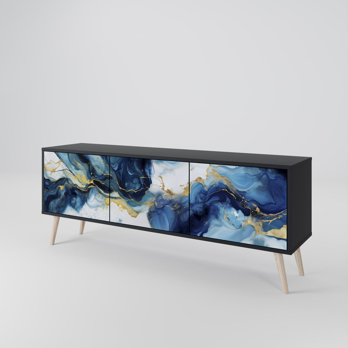 INKY MARBLE TV-bänk med 3 dörrar