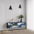 INKY MARBLE 3-dörrars TV-bänk i svart finish