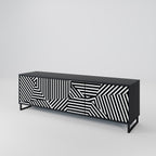 ILLUSIONARISK GALLER 3-dörrars TV-bänk i svart finish