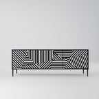 ILLUSIONARISK GALLER 3-dörrars TV-bänk i svart finish