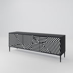 ILLUSIONARISK GALLER 3-dörrars TV-bänk i svart finish