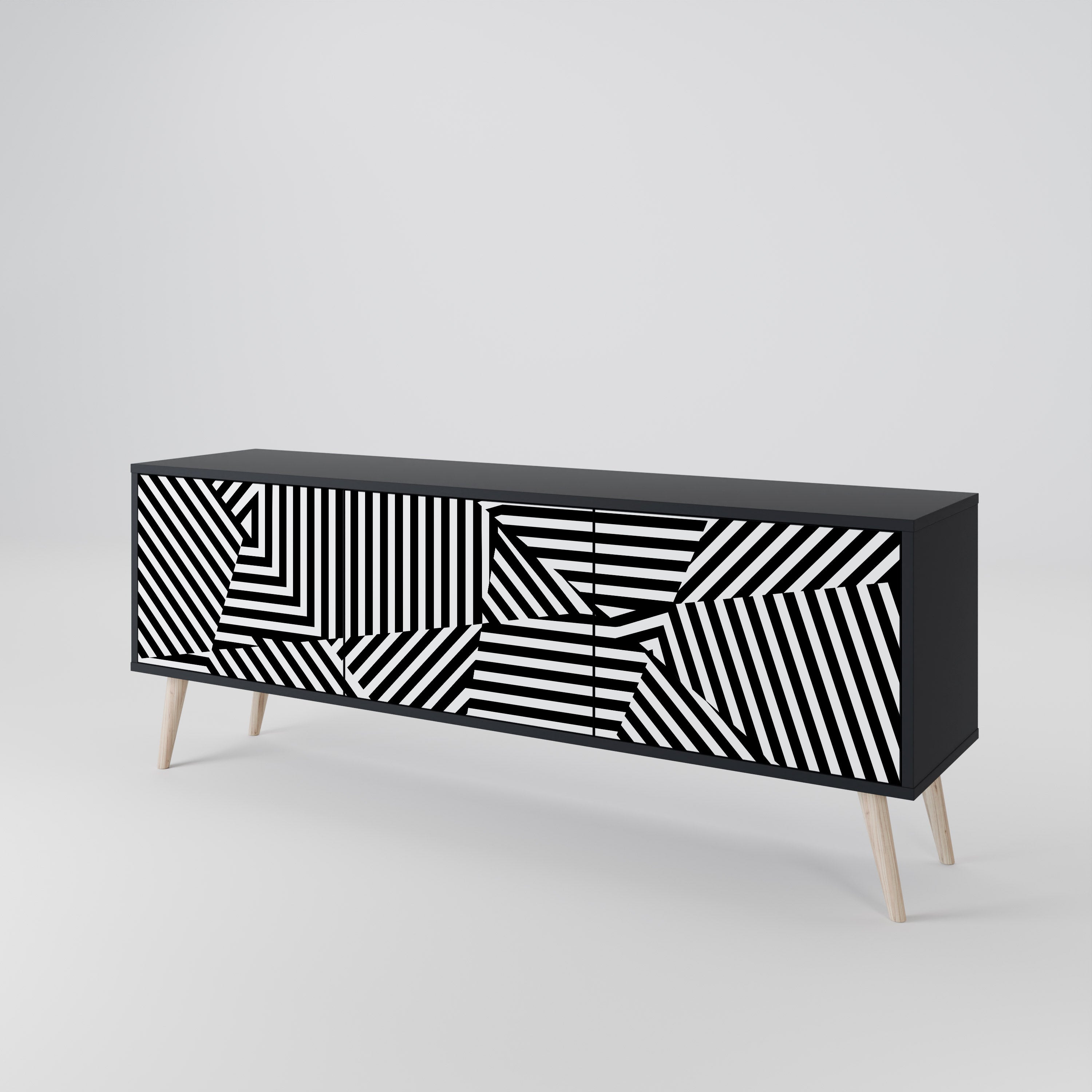 ILLUSIONARY LATTICE 3-Door TV Cabinet