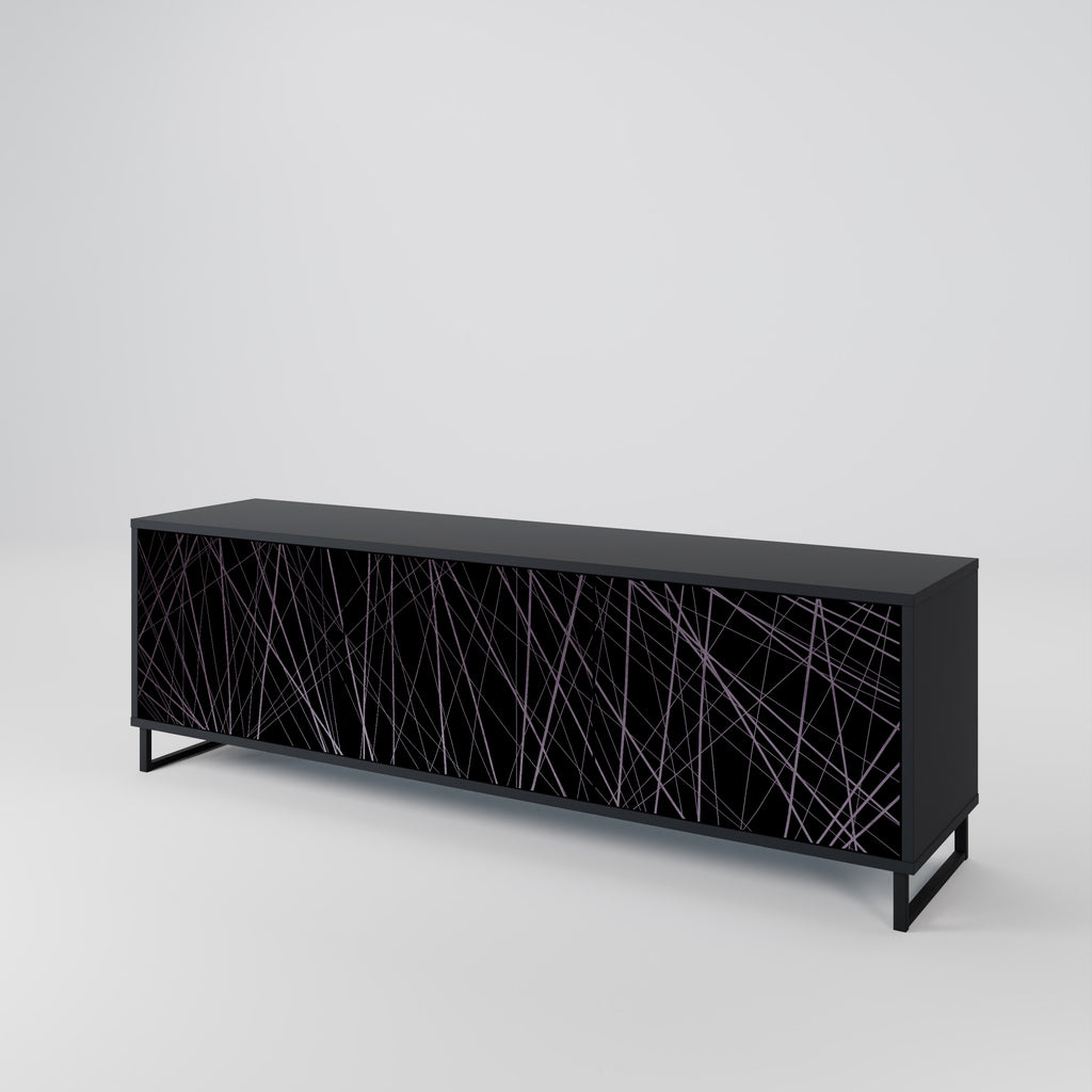 SHIMMER SPIDERGRAM 3-dörrars TV-bänk i svart finish