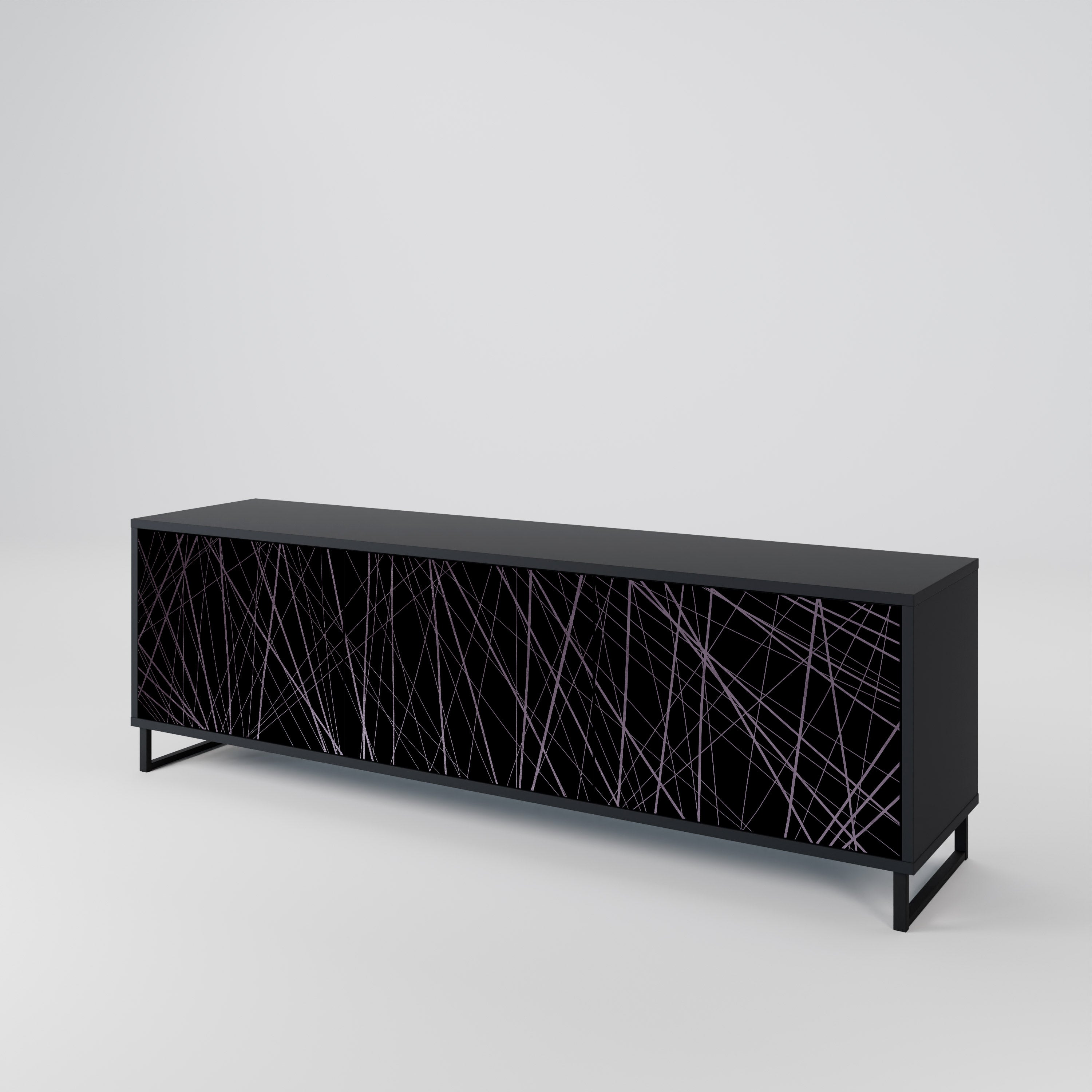 SHIMMER SPIDERGRAM 3-dörrars TV-bänk i svart finish