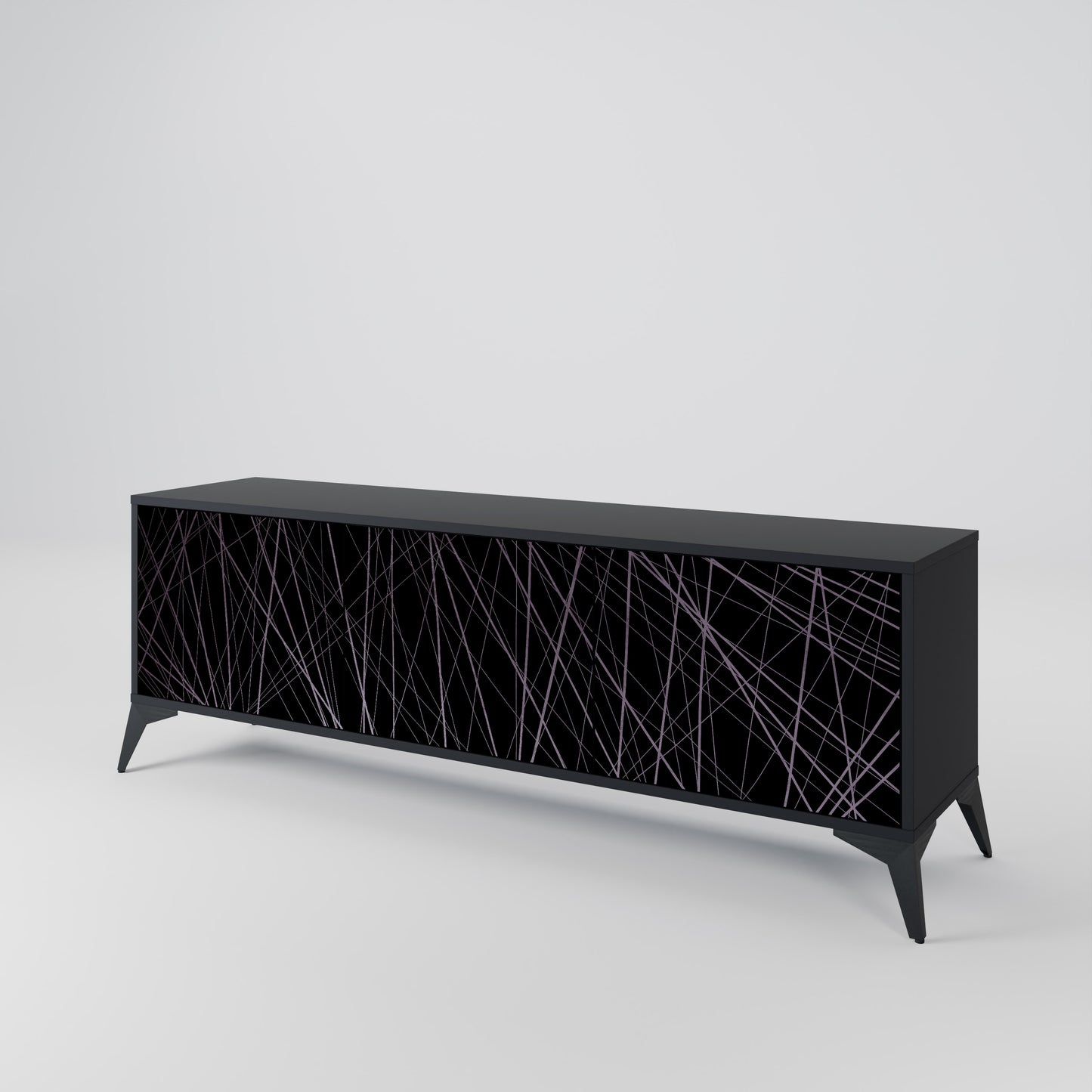 SHIMMER SPIDERGRAM 3-dörrars TV-bänk i svart finish