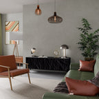 SHIMMER SPIDERGRAM 3-dörrars TV-bänk i svart finish