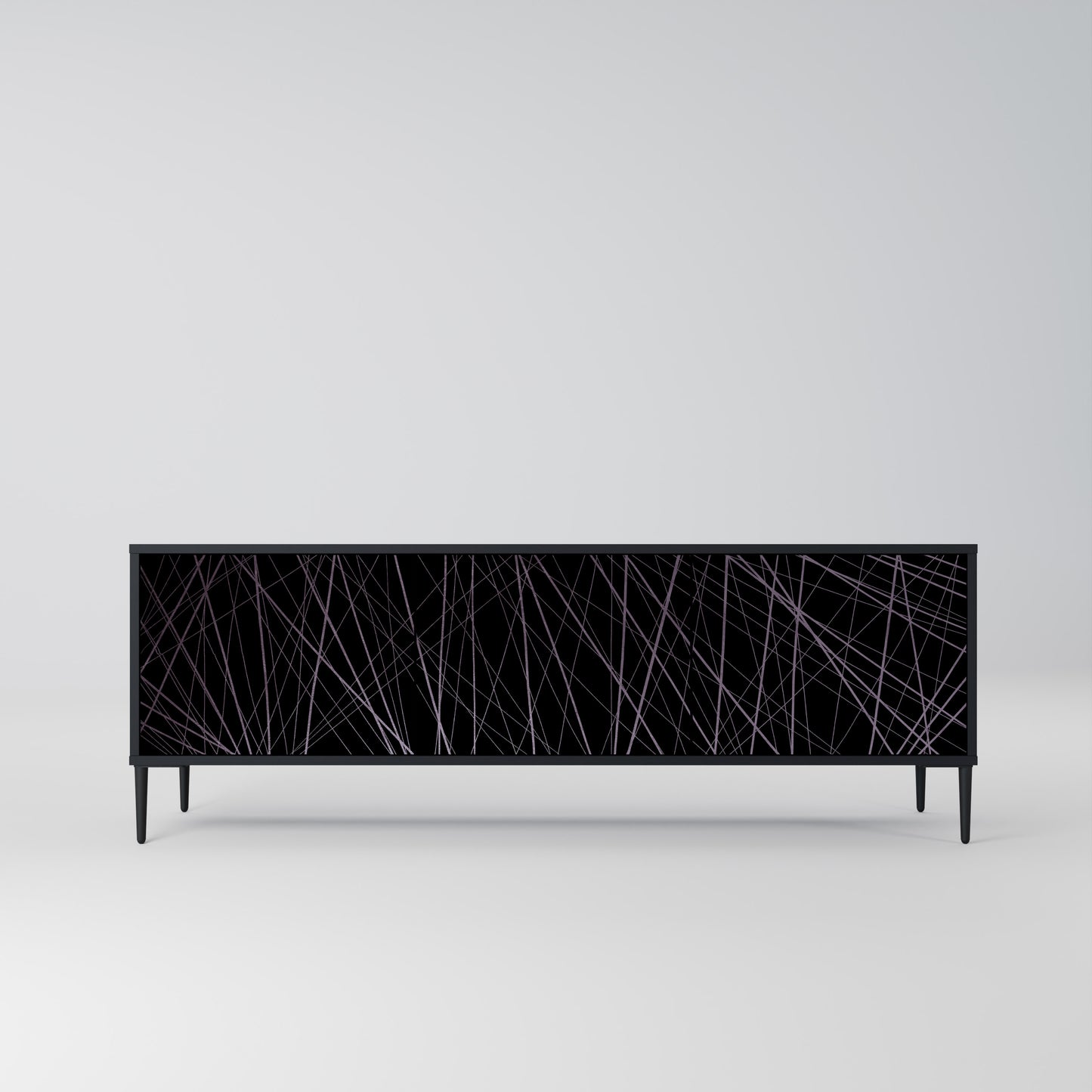SHIMMER SPIDERGRAM 3-dörrars TV-bänk i svart finish