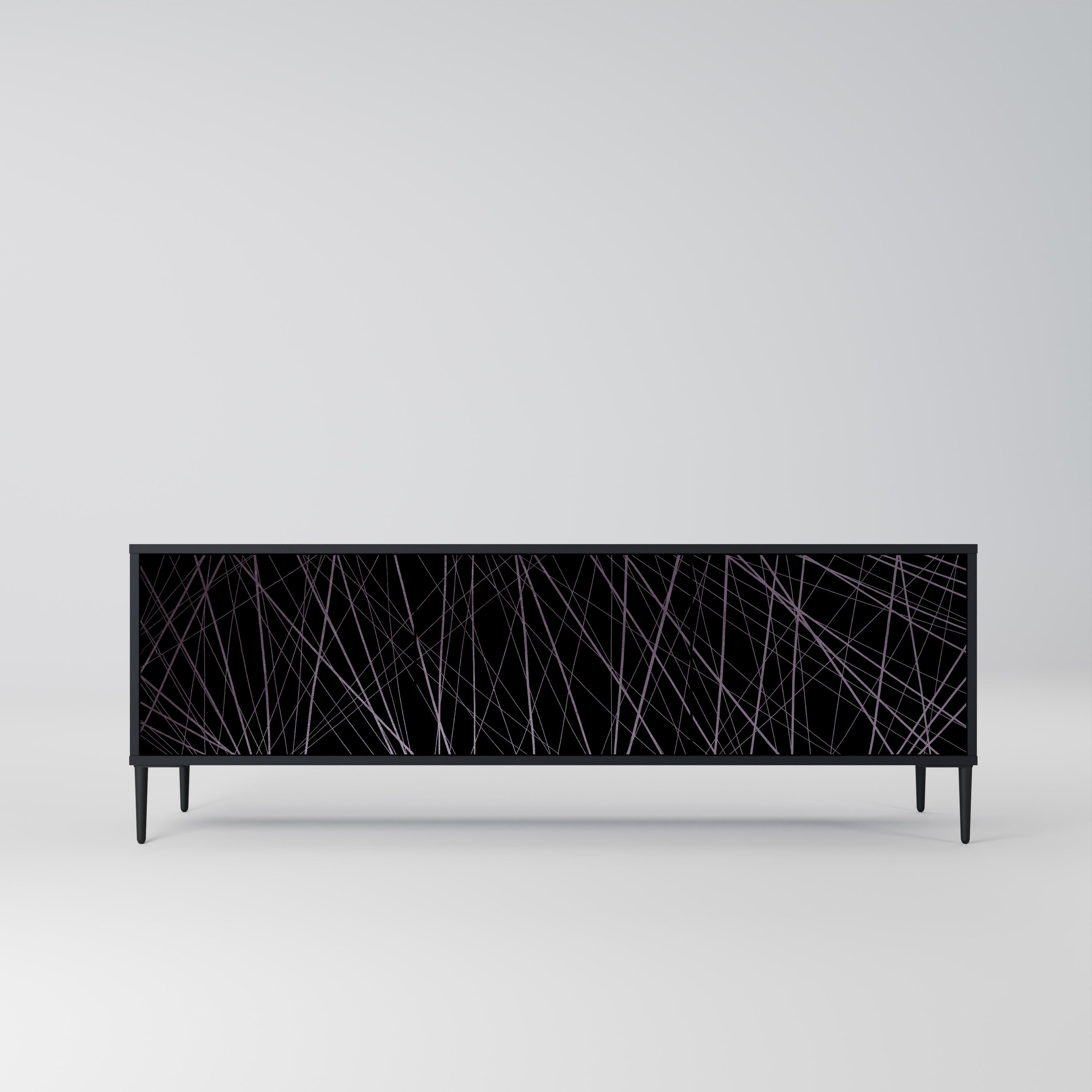 SHIMMER SPIDERGRAM 3-dörrars TV-bänk i svart finish