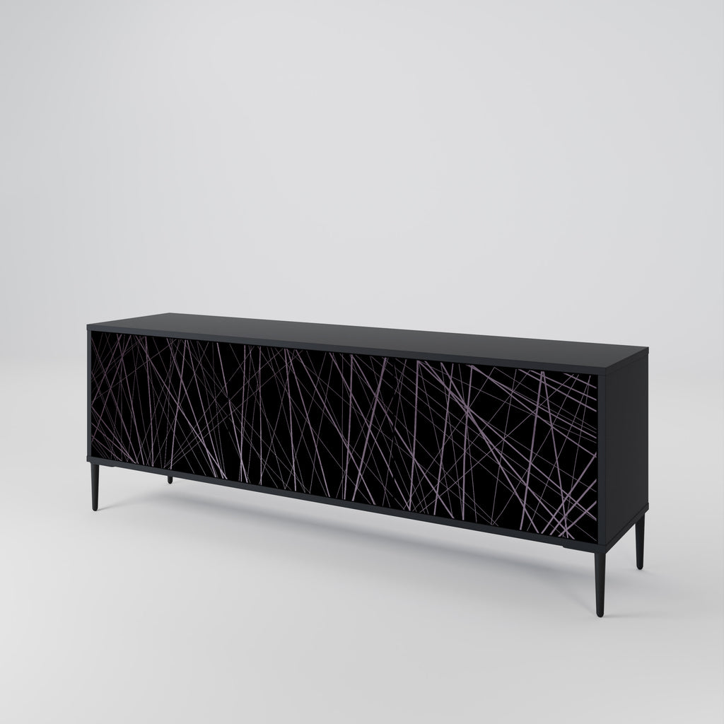 SHIMMER SPIDERGRAM 3-dörrars TV-bänk i svart finish
