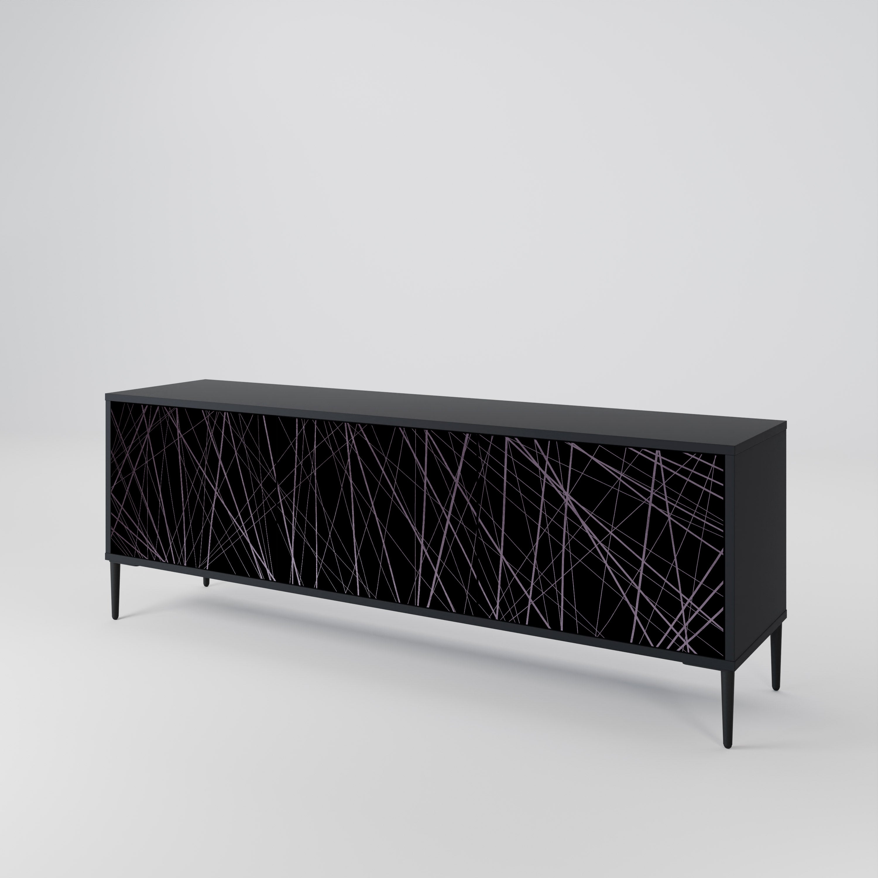 SHIMMER SPIDERGRAM 3-dörrars TV-bänk i svart finish