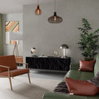 SHIMMER SPIDERGRAM 3-dörrars TV-bänk i svart finish