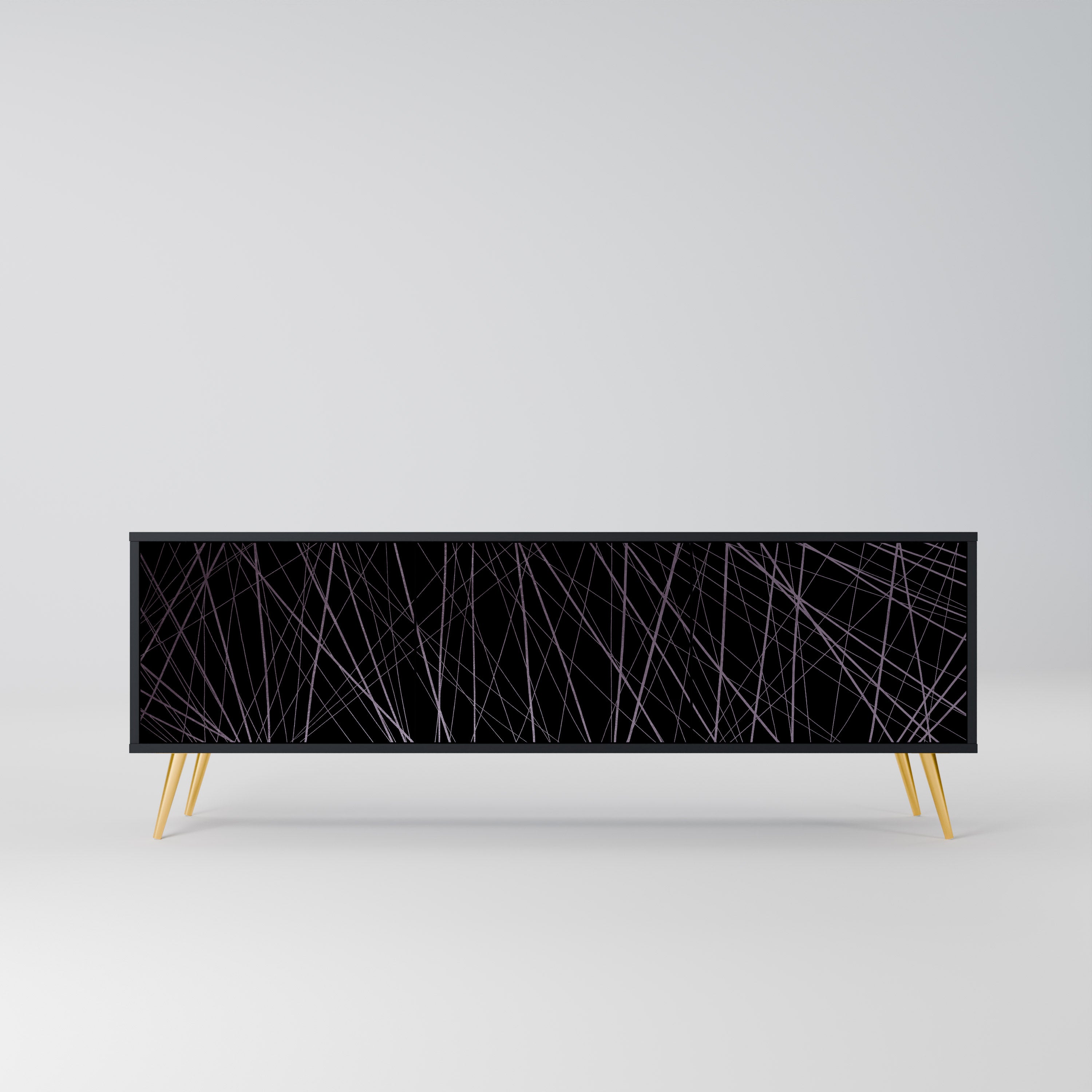 SHIMMER SPIDERGRAM 3-dörrars TV-bänk i svart finish