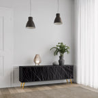 SHIMMER SPIDERGRAM 3-dörrars TV-bänk i svart finish