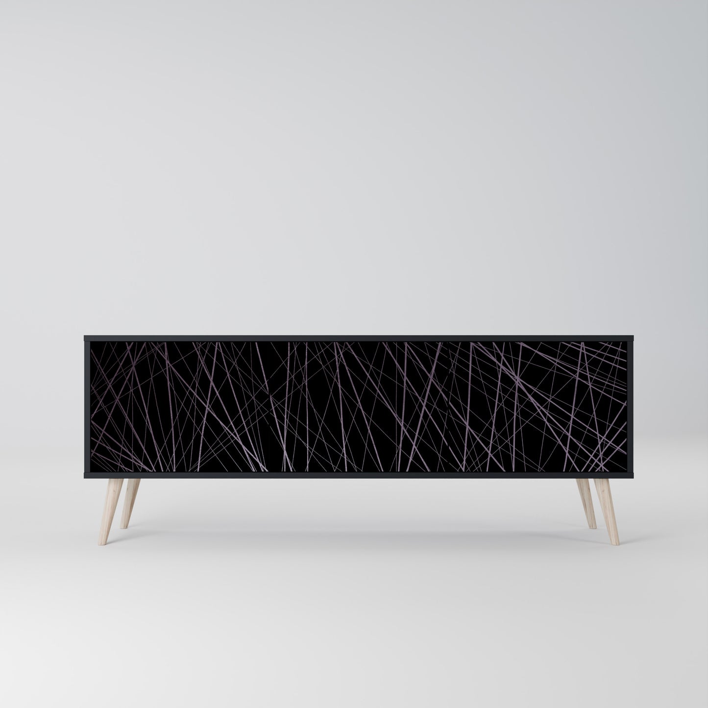 SHIMMER SPIDERGRAM 3-dörrars TV-bänk i svart finish