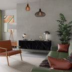 SHIMMER SPIDERGRAM 3-dörrars TV-bänk i svart finish