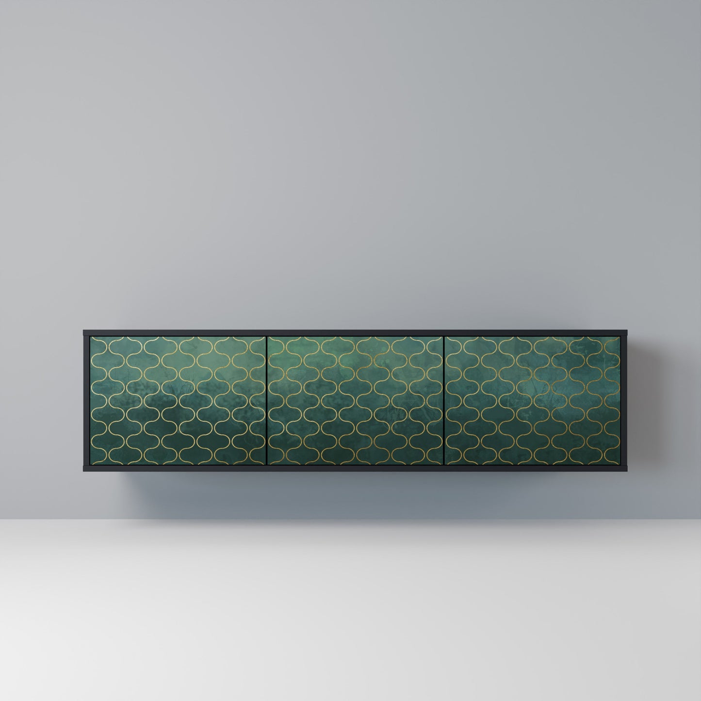 TESSELATED GREENERY 3-dörrars TV-bänk i svart finish