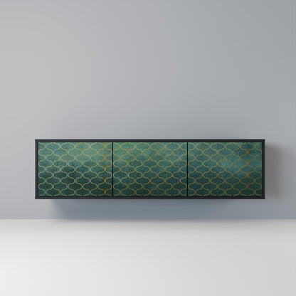 TESSELATED GREENERY 3-dörrars TV-bänk i svart finish