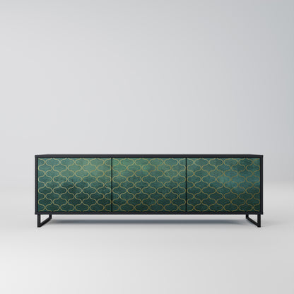 TESSELATED GREENERY 3-dörrars TV-bänk i svart finish