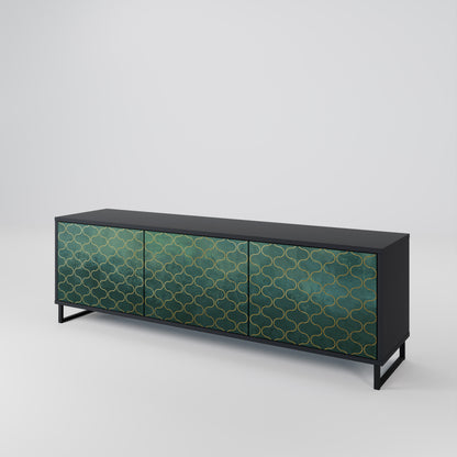 TESSELATED GREENERY 3-dörrars TV-bänk i svart finish