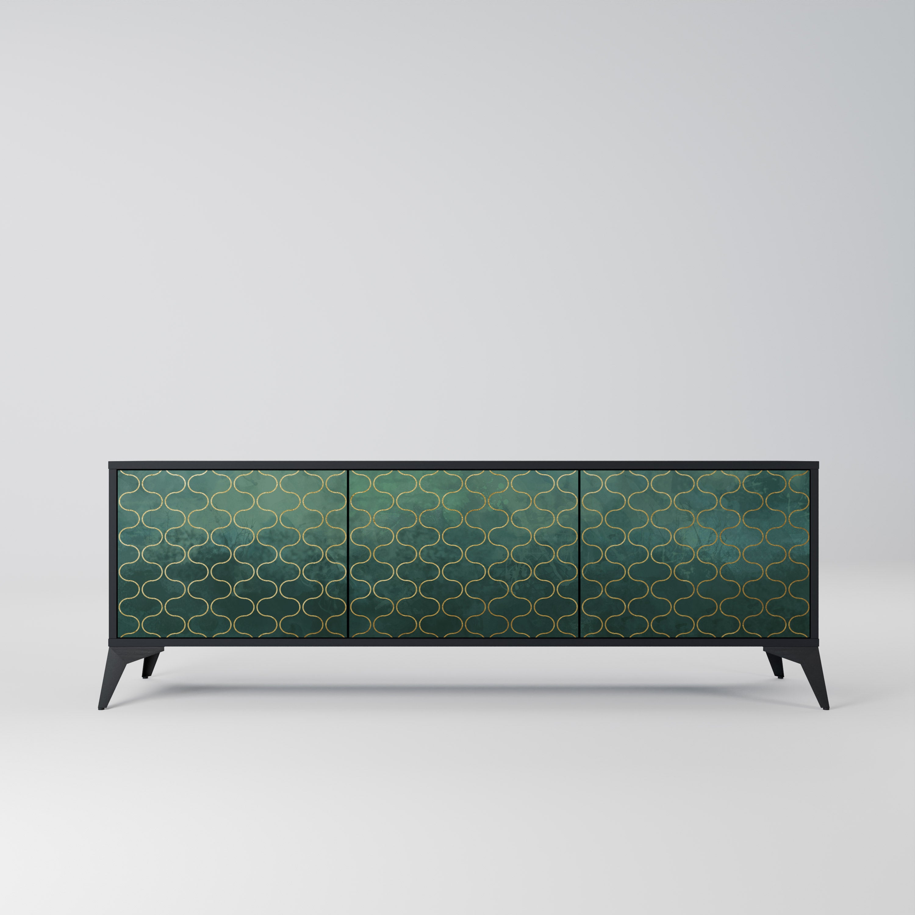 TESSELATED GREENERY 3-dörrars TV-bänk i svart finish