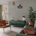 TESSELATED GREENERY 3-dörrars TV-bänk i svart finish