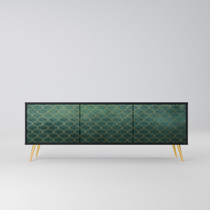 TESSELATED GREENERY 3-dörrars TV-bänk i svart finish