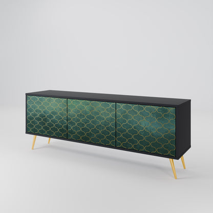 TESSELATED GREENERY 3-dörrars TV-bänk i svart finish