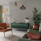 TESSELATED GREENERY 3-dörrars TV-bänk i svart finish