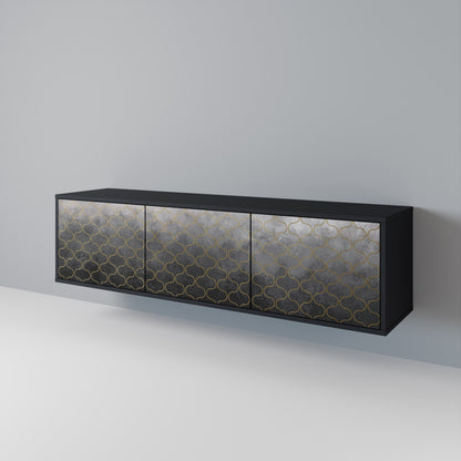 TESSELATED GRAYISH TV-bänk med 3 dörrar