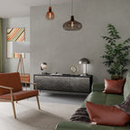 TESSELATED GRÅLIGT 3-dörrars TV-bänk i svart finish