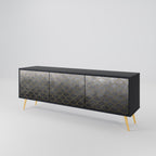 TESSELATED GRÅLIGT 3-dörrars TV-bänk i svart finish