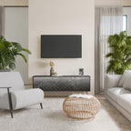 TESSELATED GRÅLIGT 3-dörrars TV-bänk i svart finish