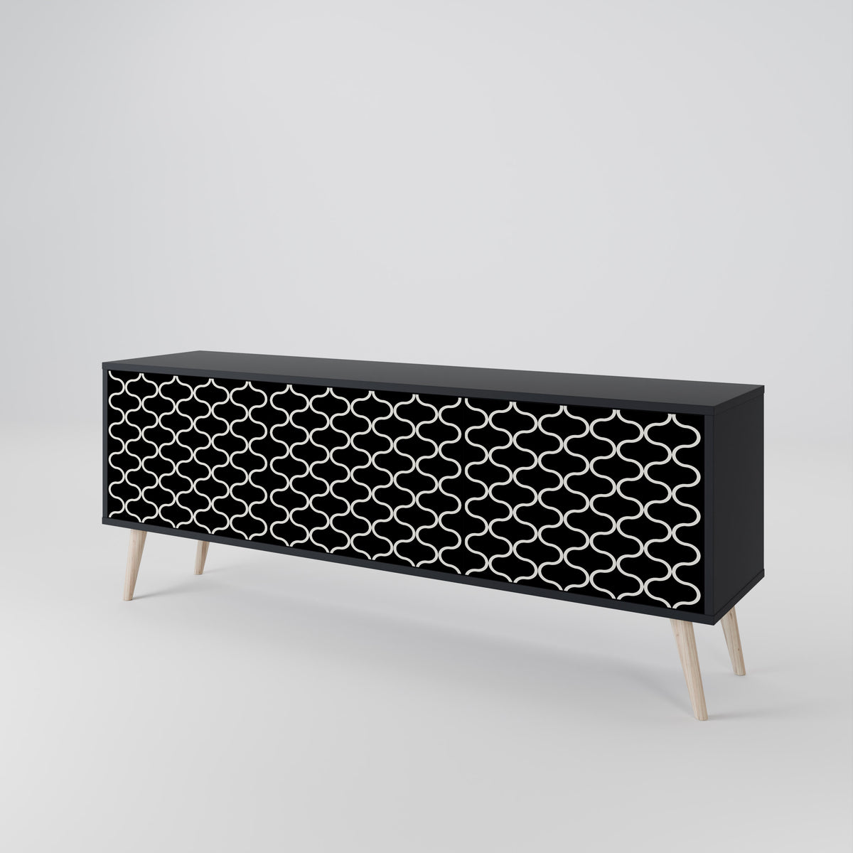 TESSELATED BLACKNESS TV-bänk med 3 dörrar